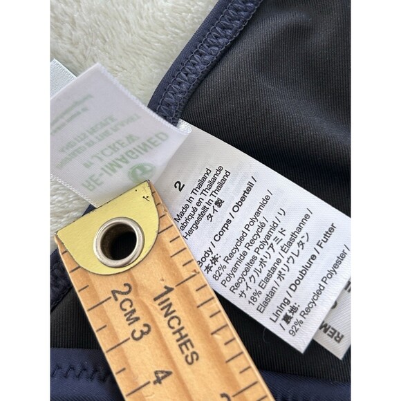 J Crew Swimsuit Size 2 One Piece Cut Out Navy Gold Buttons Bathing Suit Preppy - Picture 6 of 9